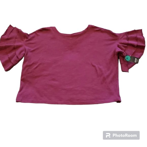 Deep Red Ruffle Sleeve Blouse Size XXLP - Picture 1 of 3